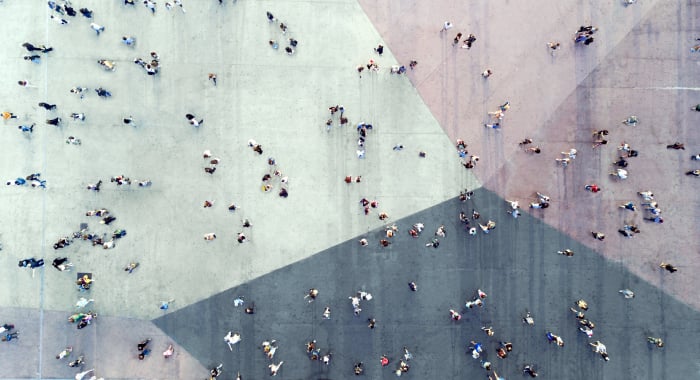 aerial view of a group of people